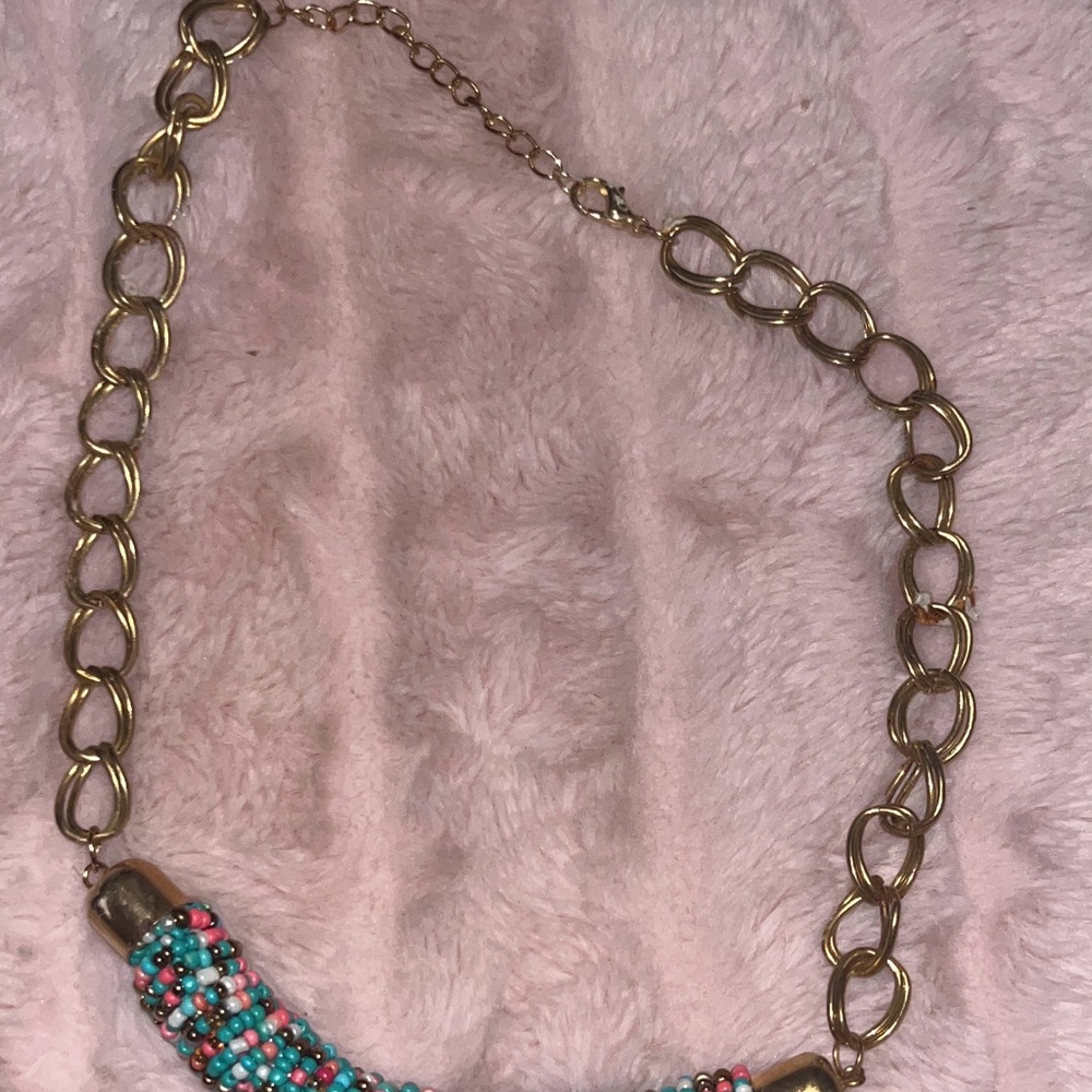 Gold and Multicolor Beaded Necklace
